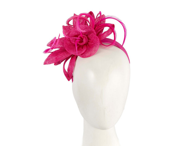 Fuchsia sinamay flower fascinator by Max Alexander - Hats From OZ
