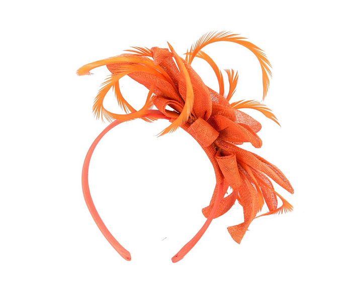 Orange sinamay flower fascinator by Max Alexander - Hats From OZ