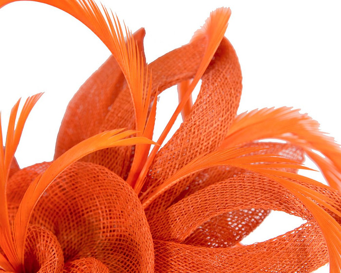 Orange sinamay flower fascinator by Max Alexander - Hats From OZ
