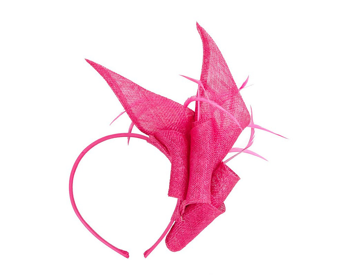 Fuchsia sinamay fascinator by Max Alexander - Hats From OZ