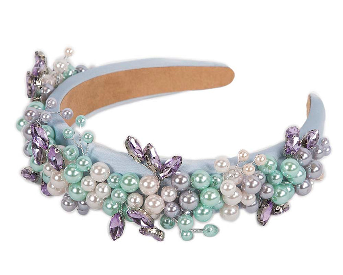 Multi-color pearl & crystals fascinator headband by Cupids Millinery - Hats From OZ