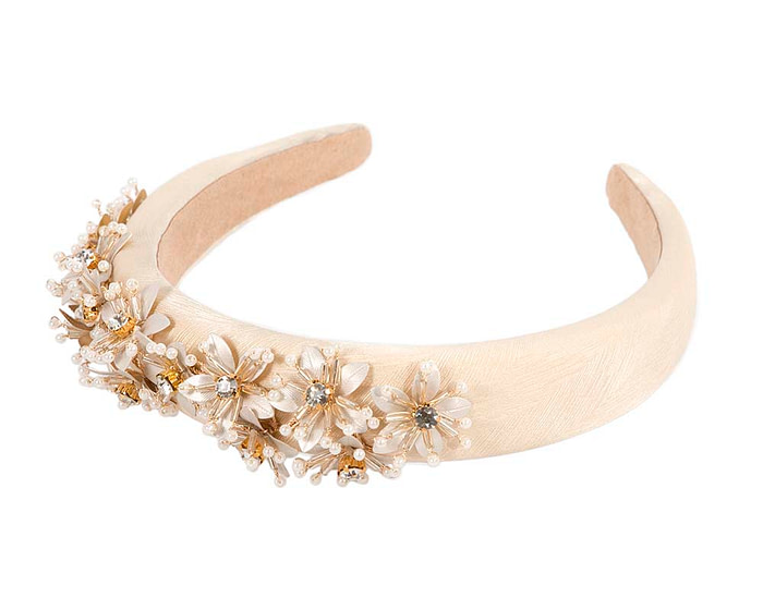 Champagne flower fascinator headband jewelry - Hats From OZ