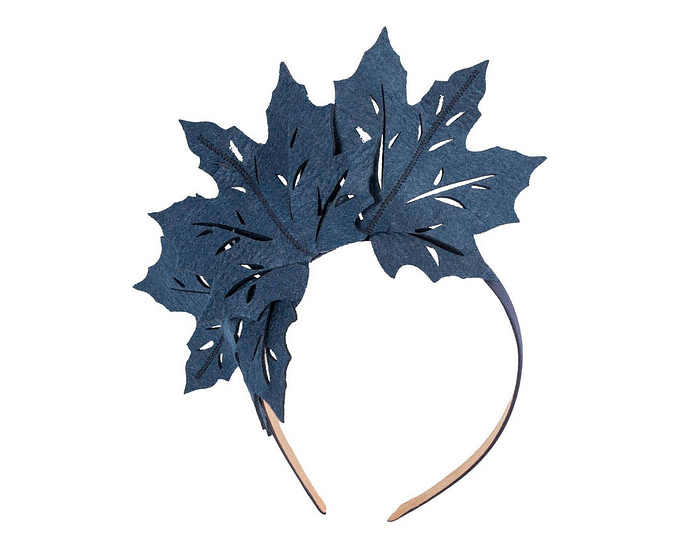 Navy laser cut maple leafs on headband - Hats From OZ