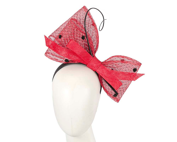 Red & Black sinamay bow fascinator by Max Alexander - Hats From OZ