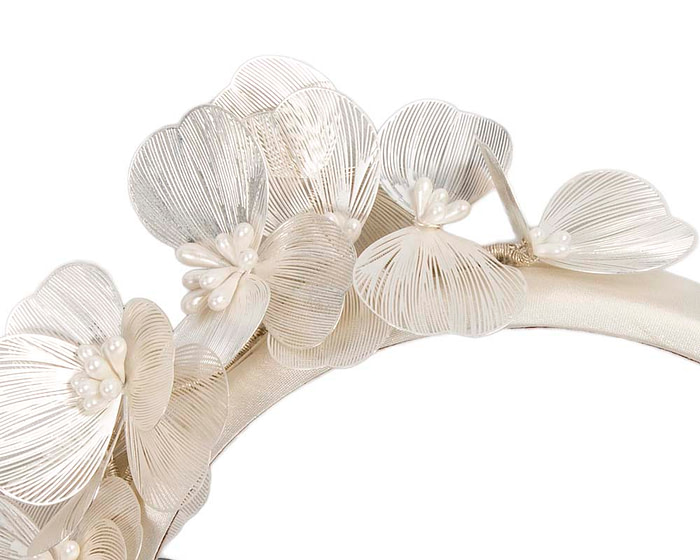 Exclusive white silver headband fascinator by Cupids Millinery - Hats From OZ