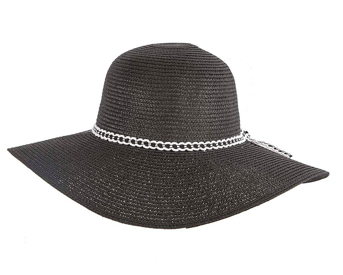Wide brim black casual beach hat - Hats From OZ