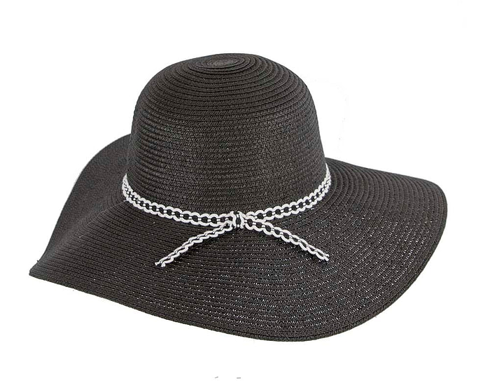Wide brim black casual beach hat - Hats From OZ