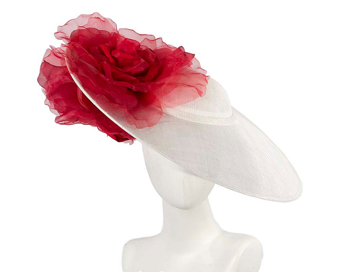 Large white & red racing fascinator by Cupids Millinery - Hats From OZ