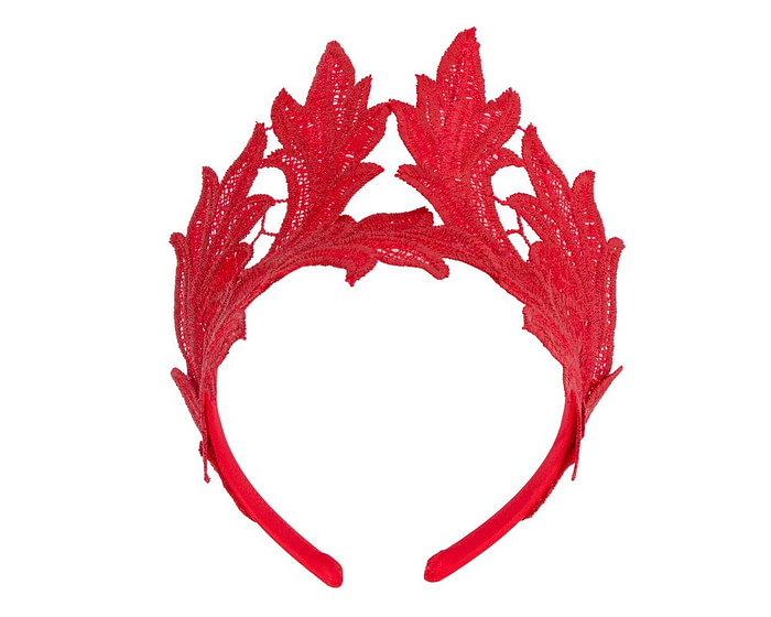 Red lace crown fascinator headband by Max Alexander - Hats From OZ