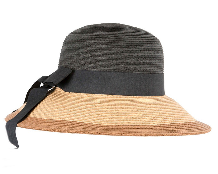 Black Tan Wide Brim Summer Hat - Hats From OZ