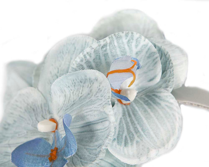 Bespoke light blue orchid flower headband by Fillies Collection - Hats From OZ