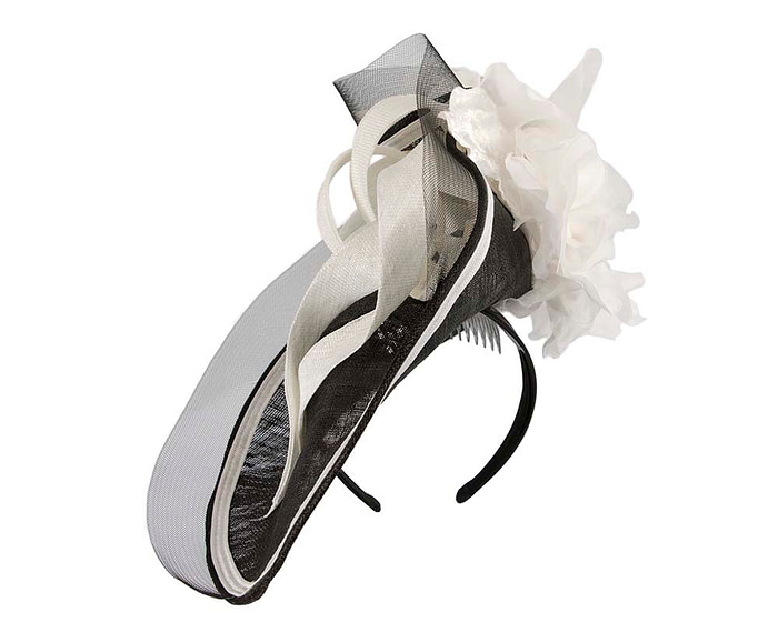 Exclusive black & white fascinator by Cupids Millinery - Hats From OZ