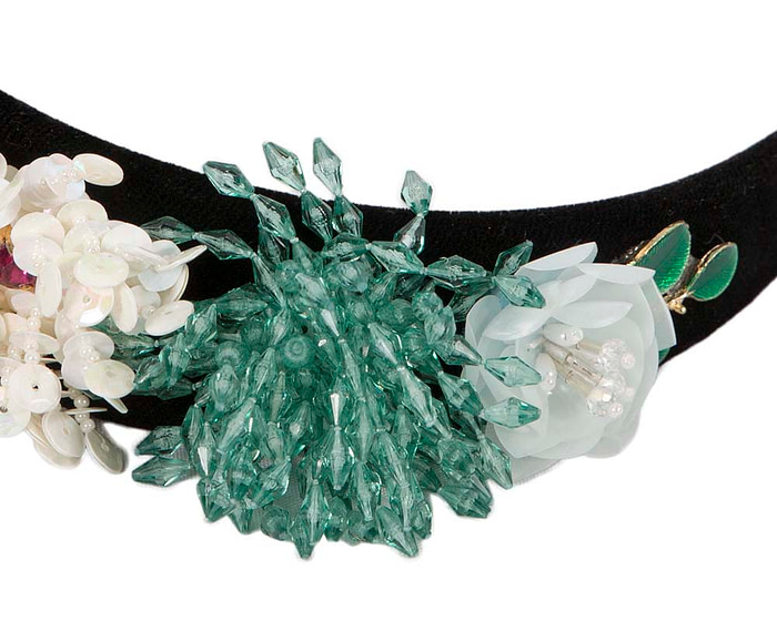 Cream & green headband by Cupids Millinery - Hats From OZ