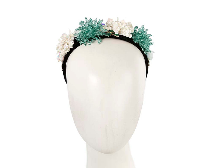 Cream & green headband by Cupids Millinery - Hats From OZ