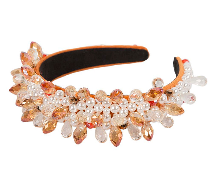 Orange crystal headband by Cupids Millinery - Hats From OZ
