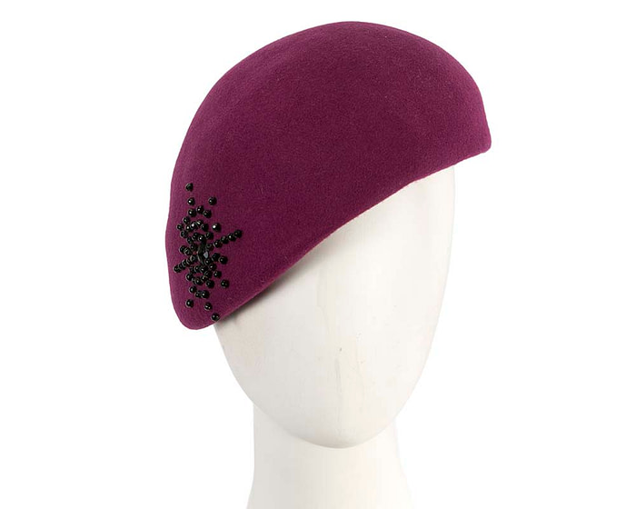 Fuchsia winter felt beret - Hats From OZ