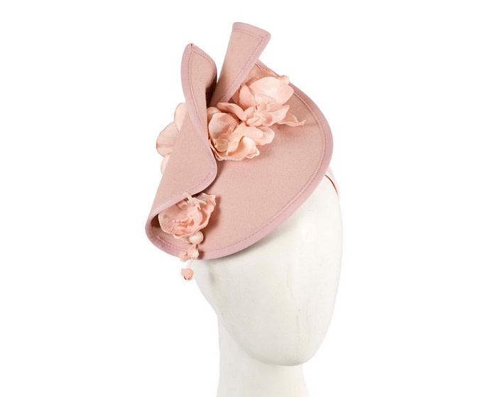 Nude winter felt fascinator with orchid - Hats From OZ