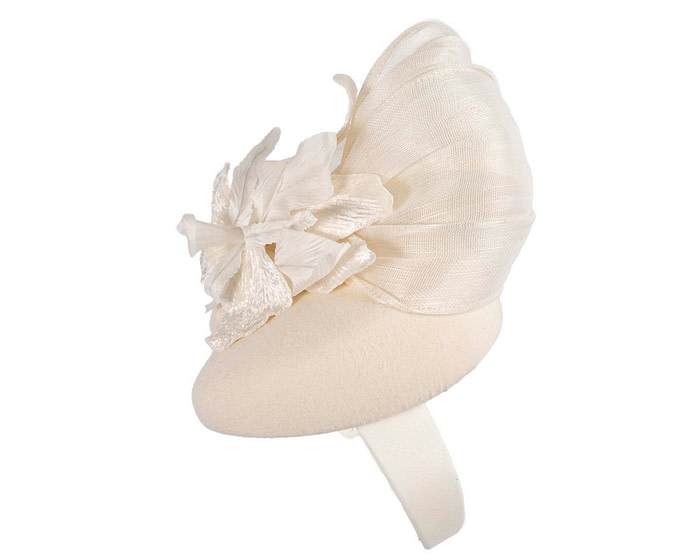 Bespoke cream flower pillbox by Fillies Collection - Hats From OZ