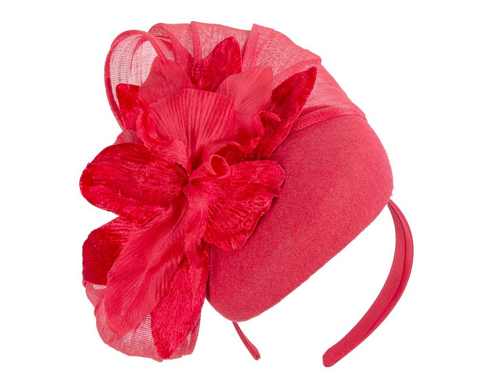 Bespoke red flower pillbox by Fillies Collection - Hats From OZ