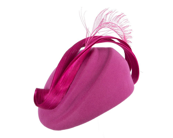 Fuchsia winter felt beret by Fillies Collection - Hats From OZ
