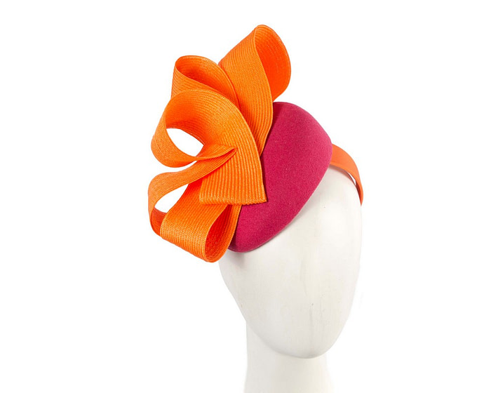 Fuchsia & orange pillbox winter fascinator by Fillies Collection - Hats From OZ