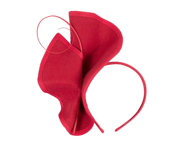 Sculpted red felt winter racing fascinator - Hats From OZ