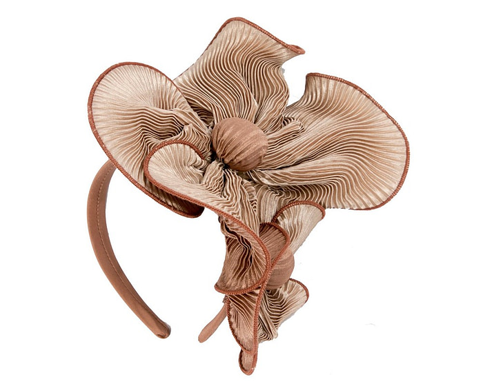 Nude & coffee racing fascinator by Max Alexander - Hats From OZ