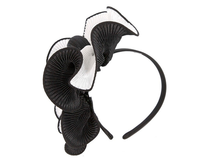 White & black racing fascinator by Max Alexander - Hats From OZ
