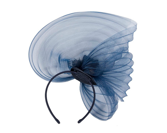 Navy crinoline and flower fascinator - Hats From OZ