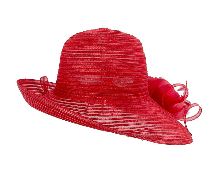 Red hat with feather flower - Hats From OZ