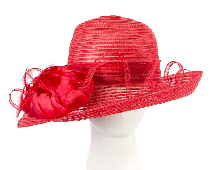 Red hat with feather flower - Hats From OZ