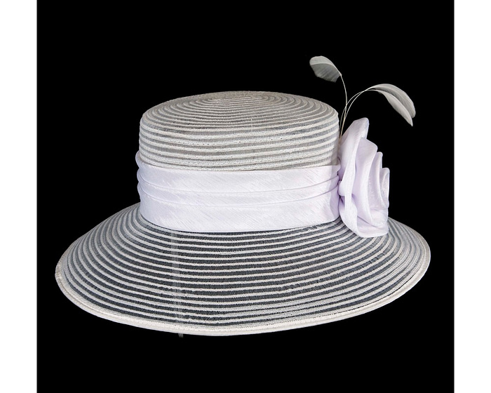 White hat with satin flower - Hats From OZ