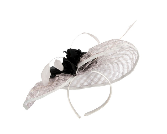Large silver and black fascinator - Hats From OZ