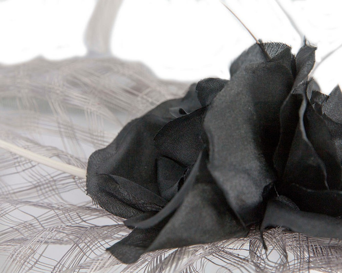 Large silver and black fascinator - Hats From OZ