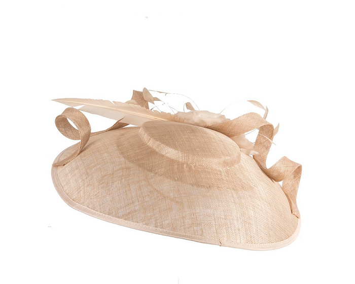 Large nude sinamay fascinator by Max Alexander - Hats From OZ