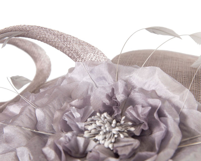 Large silver sinamay fascinator by Max Alexander - Hats From OZ