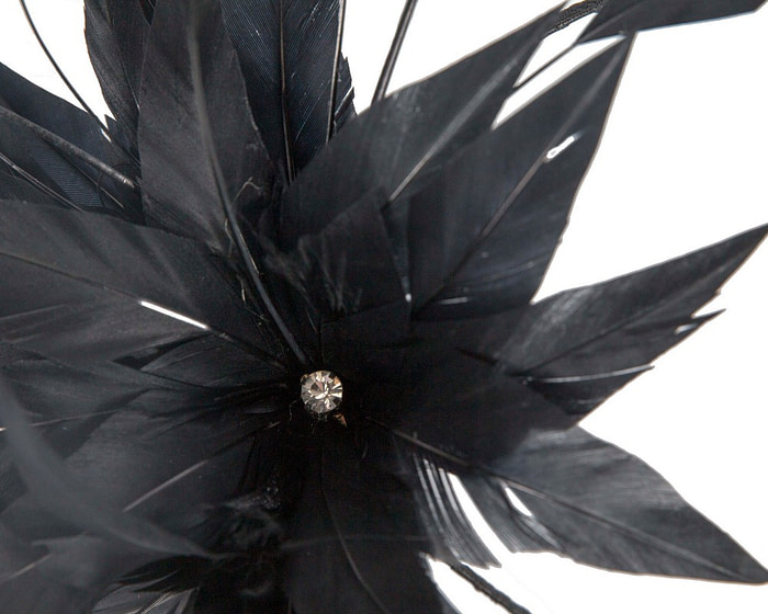 Black feather flower fascinator headband - Hats From OZ
