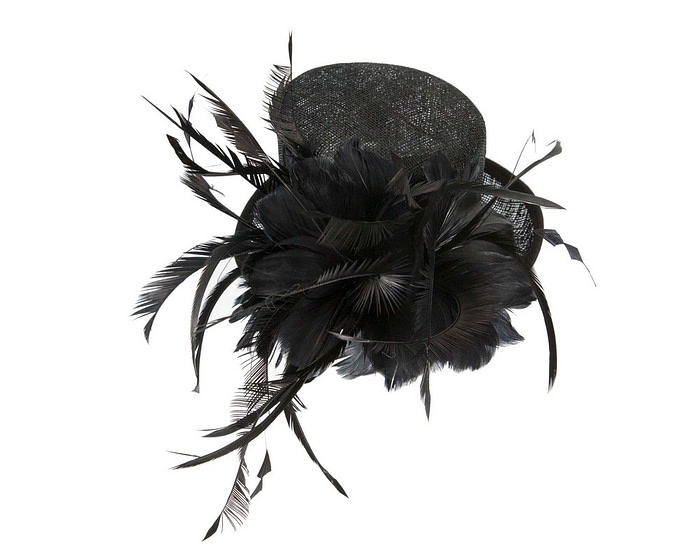 Black sinamay and feathers fascinator - Hats From OZ