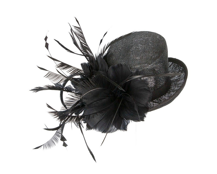 Black sinamay and feathers fascinator - Hats From OZ