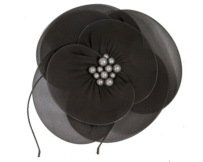 Large black flower fascinator - Hats From OZ