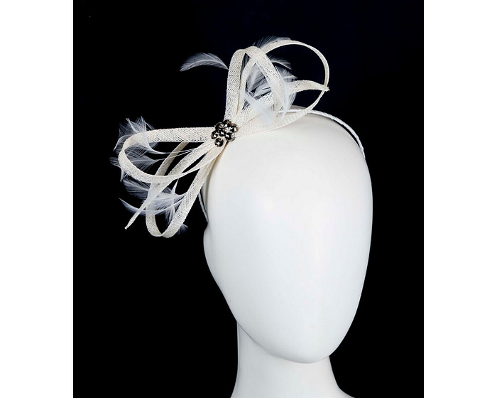 Cream sinamay loops and feathers fascinator - Hats From OZ