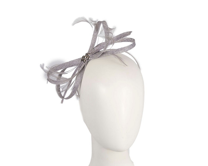 Grey sinamay loops and feathers fascinator - Hats From OZ