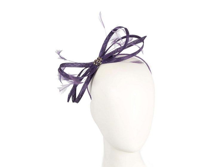 Purple sinamay loops and feathers fascinator - Hats From OZ
