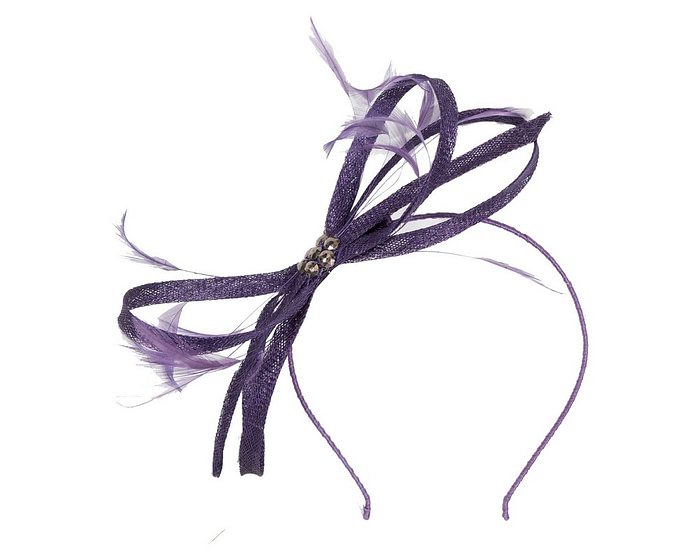 Purple sinamay loops and feathers fascinator - Hats From OZ