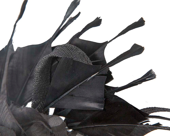 Black flower and feathers fascinator - Hats From OZ