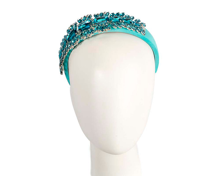 Turquoise crystal fascinator headband by Cupids Millinery - Hats From OZ