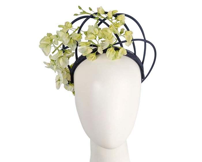 Designers navy & green crown fascinator by Max Alexander - Hats From OZ