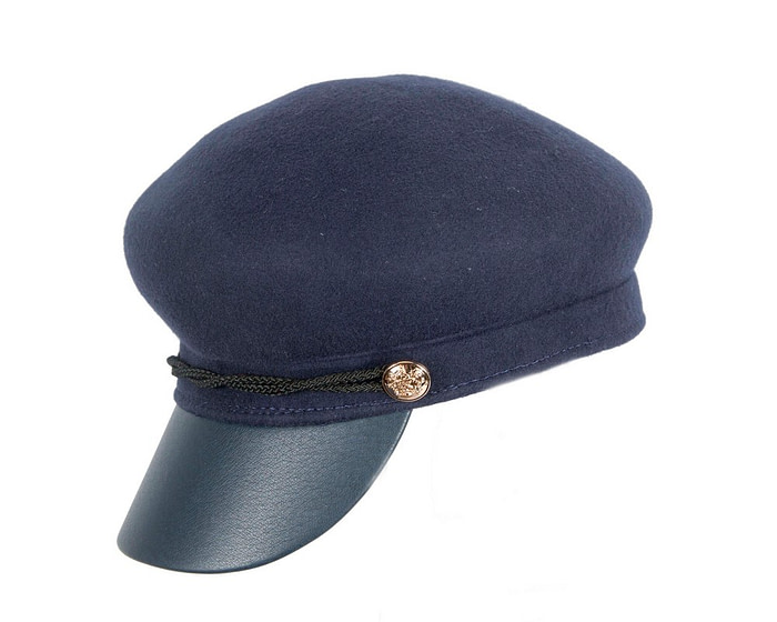 Modern navy ladies felt cap hat - Hats From OZ