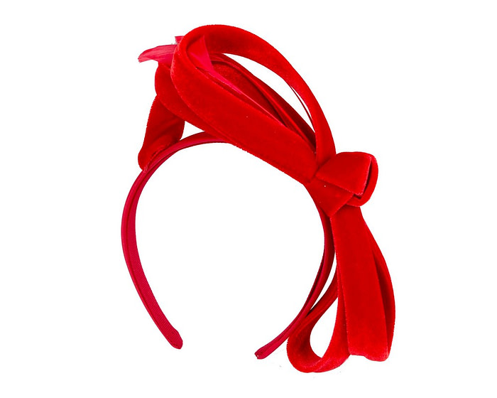 Red velvet bow racing fascinator by Max Alexander - Hats From OZ