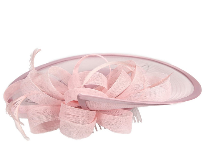 Custom made dusty pink pillbox hat with feathers - Hats From OZ